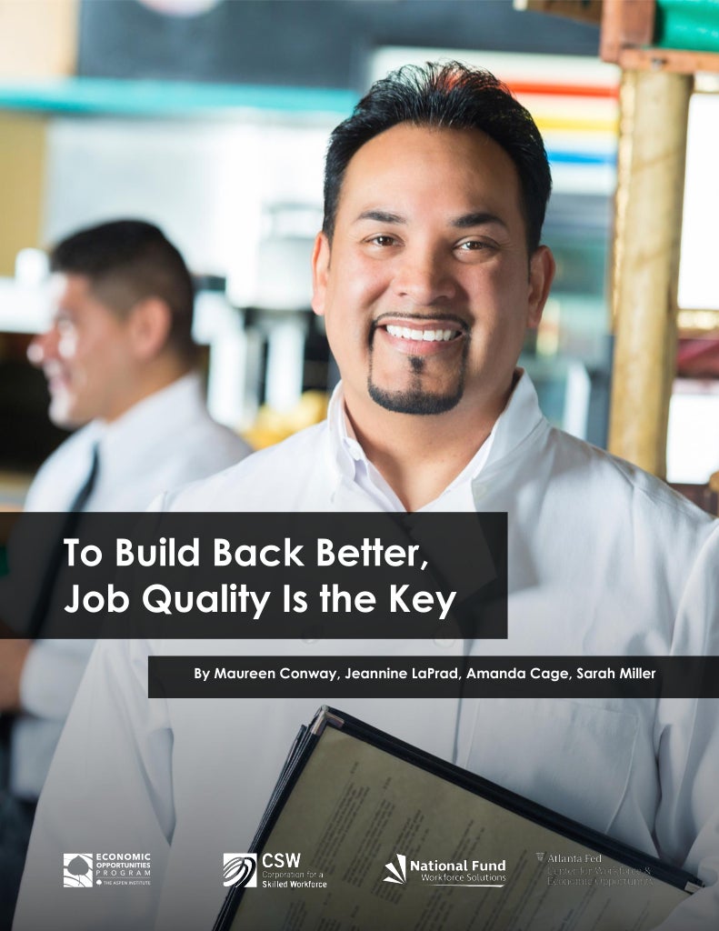 Cover page: "To Build Back Better, Job Quality is the Key"