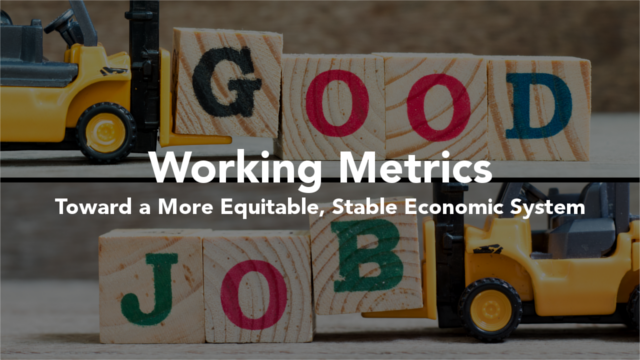 Toy forklifts using wooden letter blocks to spell the words "good" and "job"