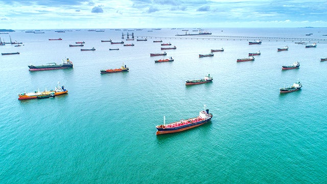 Cargo ships en route