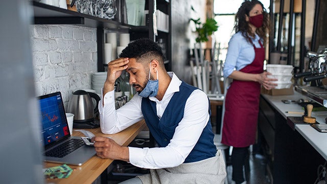 Frustrated coffee shop manager