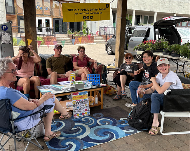 A pop-up living room on Main Street in Blacksburg, VA. Photo credit: Lisa Garcia